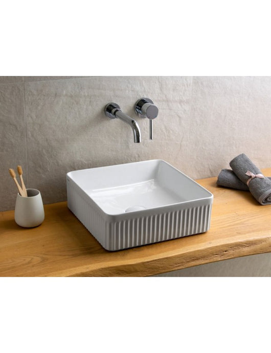 FOTSY lavabo quadrato rigato da appoggio 36,5x36,5x12 cm
