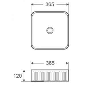 FOTSY lavabo quadrato rigato da appoggio 36,5x36,5x12 cm