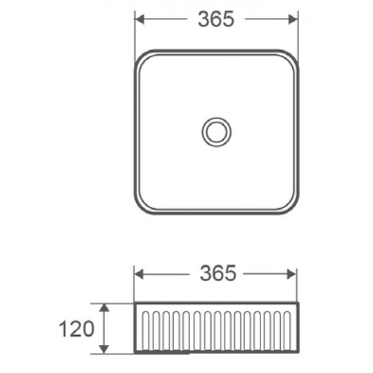 FOTSY lavabo quadrato rigato da appoggio 36,5x36,5x12 cm