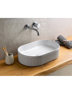 FOTSY lavabo ovale impilato rigato senza foro 50x32x12,2 cm