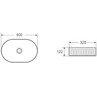 FOTSY lavabo ovale impilato rigato senza foro 50x32x12,2 cm