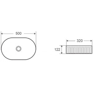 FOTSY lavabo ovale impilato rigato senza foro 50x32x12,2 cm