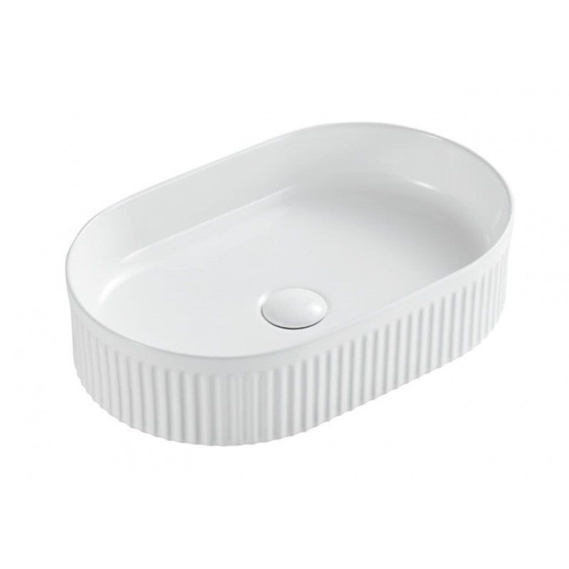 FOTSY lavabo ovale impilato rigato senza foro 50x32x12,2 cm