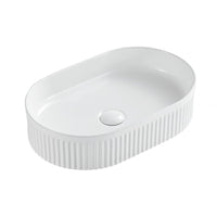 FOTSY lavabo ovale impilato rigato senza foro 50x32x12,2 cm