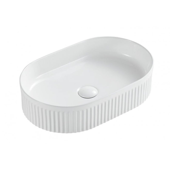FOTSY lavabo ovale impilato rigato senza foro 50x32x12,2 cm