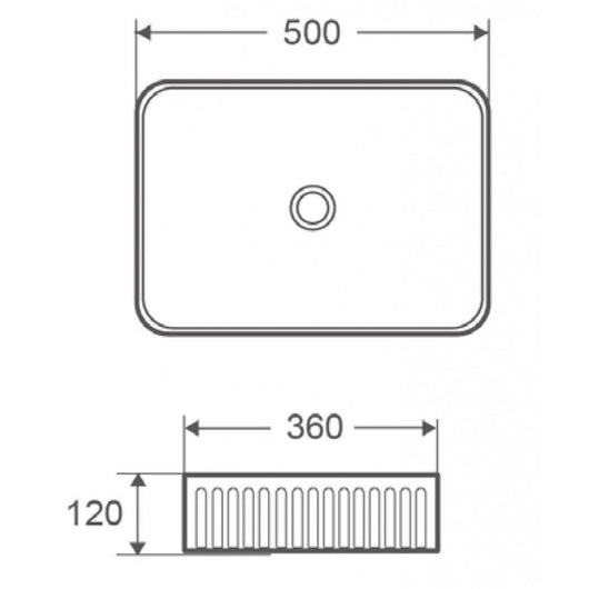 Lavabo rettangolare rigato senza foro FOTSY 50x36x12 cm