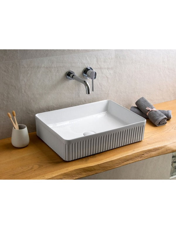 Lavabo rettangolare rigato senza foro FOTSY 50x36x12 cm