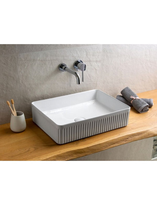 Lavabo rettangolare rigato senza foro FOTSY 50x36x12 cm
