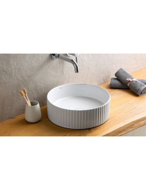 FOTSY lavabo rotondo da appoggio rigato 36x36x12,5 cm