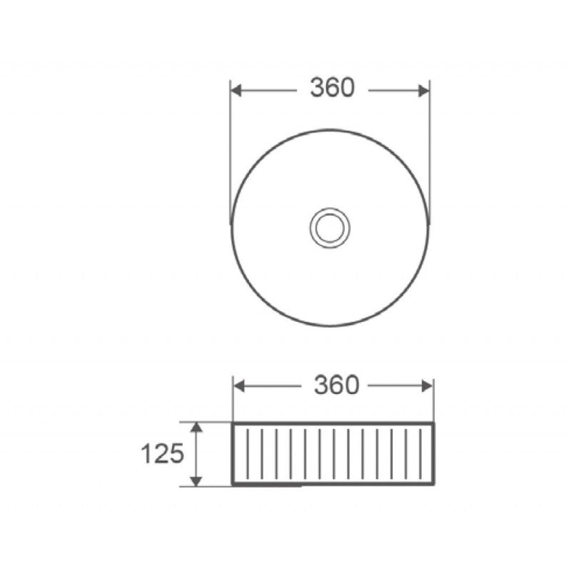 FOTSY lavabo rotondo da appoggio rigato 36x36x12,5 cm