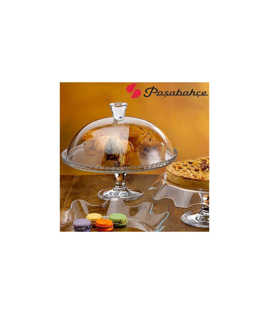 Vassoio Alzatina Per Torta In Vetro Cupola Da 32 Cm Con Piede Set Patisserie         