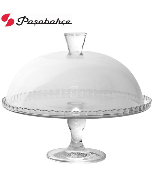 Vassoio Alzatina Per Torta In Vetro Cupola Da 32 Cm Con Piede Set Patisserie         
