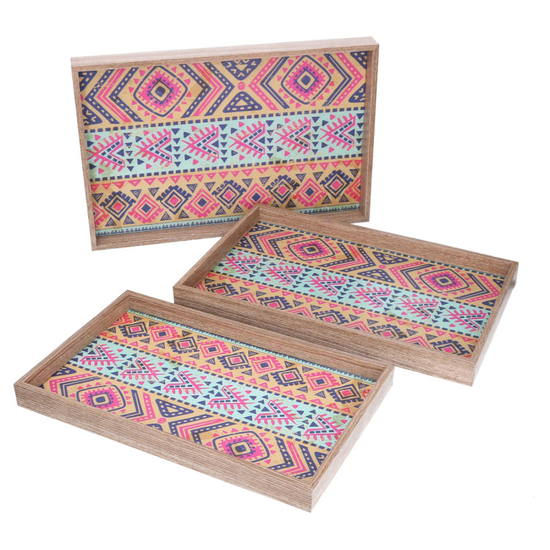 Vassoio legno 1-3 arancione rettangolare cm 45x30h4