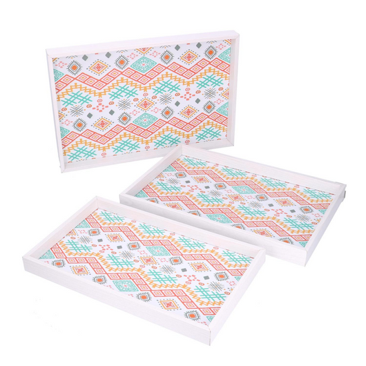 Vassoio legno 1-3 bianco rettangolare cm 45x30h4