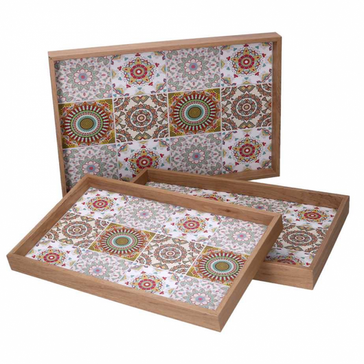 Vassoio legno 1-3 crema bordo naturale cm 45x30h4