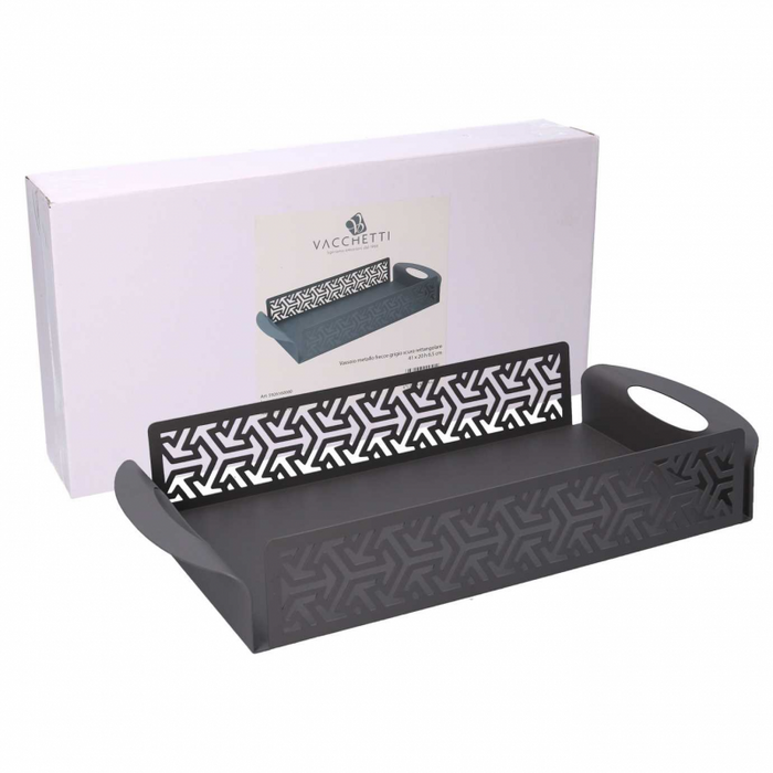 Vassoio metallo frecce grigio rettangolare cm 41x20h6,5