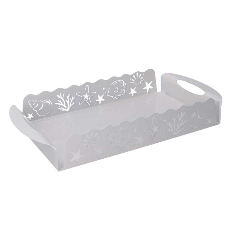 Vassoio metallo mare bianco rettangolare cm 41x20h6
