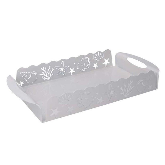 Vassoio metallo mare bianco rettangolare cm 41x20h6