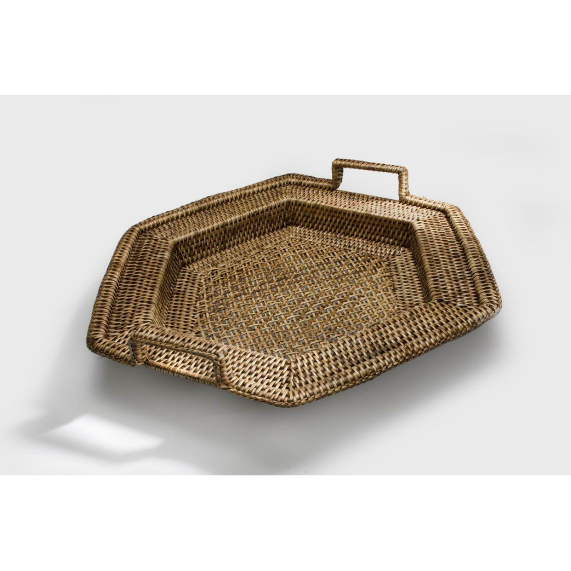 Vassoio rattan birman esagonale 2m cm 44x50h7/10