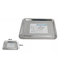 Vassoio Rettangolare In Acciaio Portata Cucina Piatto Guantiera 40x30cm 66351         