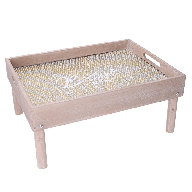 Vassoio tavolino legno naturale rettangolare cm 40x30h6/18