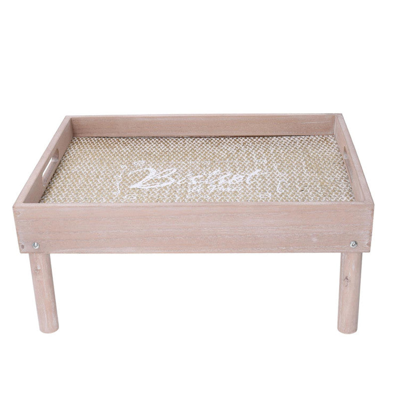 Vassoio tavolino legno naturale rettangolare cm 40x30h6/18