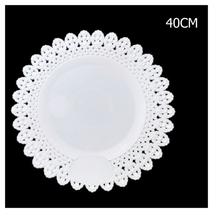 Trade Shop - Vassoio Trama Trinato Bianco 40 Cm Rotondo Piatto Sotto Dolci Antipasti Trasporto         