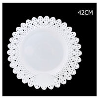 Trade Shop - Vassoio Trama Trinato Bianco 42 Cm Rotondo Piatto Sotto Dolci Antipasti Trasporto         