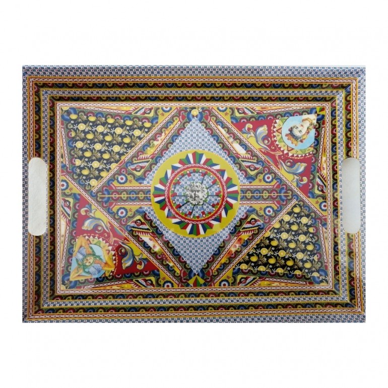 Vassoio Tray con Manici Santa Rosalia in Melamina 49 x 36 cm