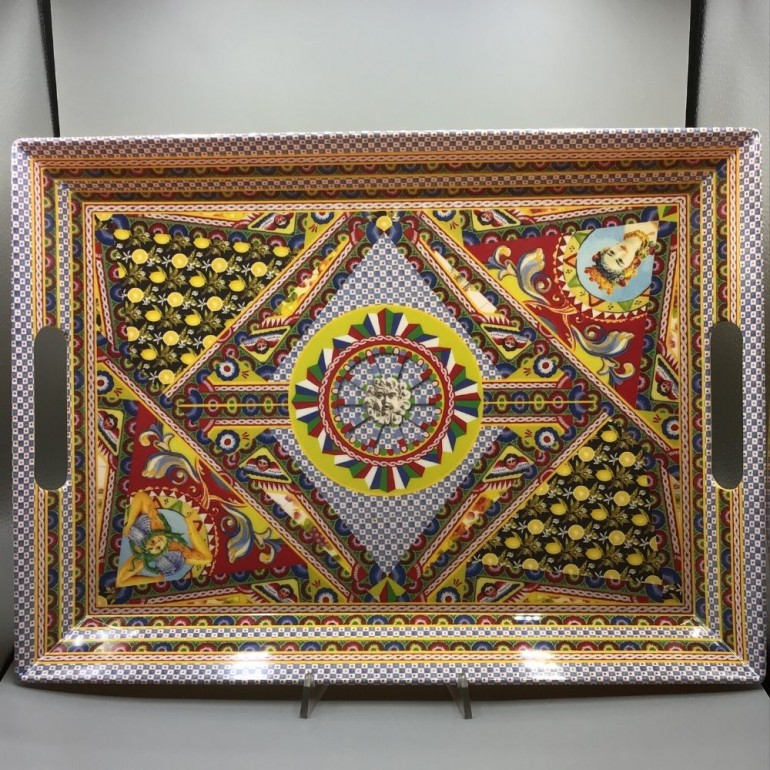 Vassoio Tray con Manici Santa Rosalia in Melamina 49 x 36 cm