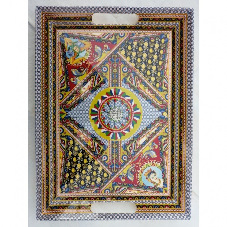 Vassoio Tray con Manici Santa Rosalia in Melamina 49 x 36 cm