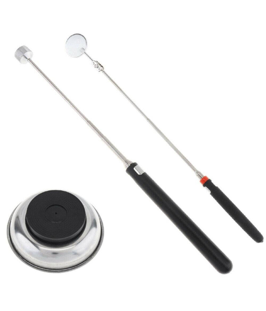 Vassoio Vaschetta Piatto Magnetico Con Calamita E Specchietto Telescopico 3pz         