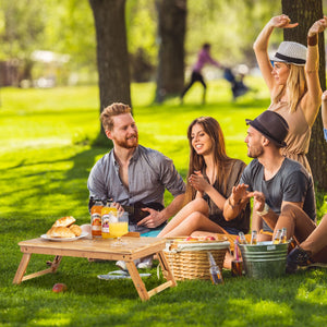 Vassoio per laptop in bamb¨´ con piano di dissipazione termica inclinabile, Vassoio per la colazione Naturale-Tavolini per laptop