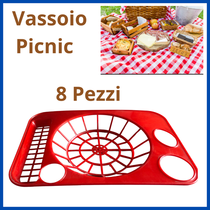 Set 8 Vassoio picnic vassoi festa party montagna campeggio piscina porta pranzo