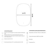 Specchio 5 mm rettangolare stondato retroilluminato interruttore touch *** misure 70x90 cm, tonalità dimmerabile 270...