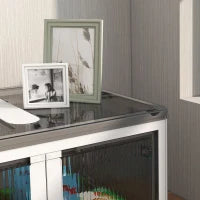 Contenitore in Plastica con Coperchio Impilabile e Pieghevole, 5 Aperture con Blocchi, 4 Ruote, 60x42x34 cm, Bianco