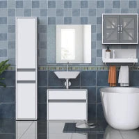 Mobiletto Sottolavabo e Copricolonna per il Bagno, in Legno Bianco con 2 Cassetti e Taglio a U, 67 x 36 x 52cm