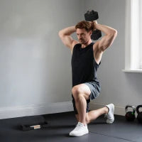 Kit Pesi Regolabili 7/13/18/24 kg con Porta Manubri e Impugnatura Antiscivolo, 37x18x18 cm, Nero