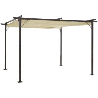 Gazebo Pergola da Giardino 3.5x3.5m con Struttura in Acciaio e Tenda in Poliestere, Bianco
