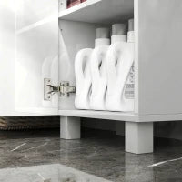 Colonna Bagno Moderna con 2 Armadietti e Ripiani Regolabili, 40x30x167.5 cm, Bianco