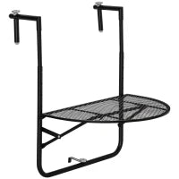 Tavolo da Ringhiera Pieghevole e Regolabile in Metallo, 60x60x57-72cm, Nero