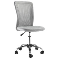 Sedia da Ufficio Ergonomica Senza Braccioli in Tessuto a Rete, Altezza Regolabile e 5 Ruote, Grigio