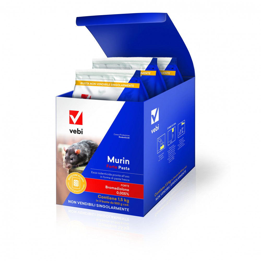 Vebi murin forte grano 1,5kg esca rodenticida pronta all'uso