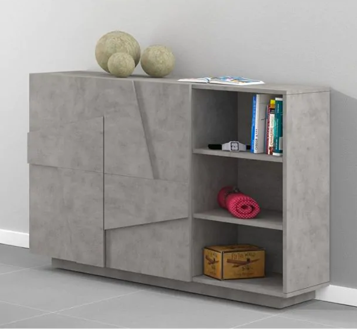  Ingresso moderno con scarpiera, appendiabiti e madia in finitura Beton ZTCASOGG1