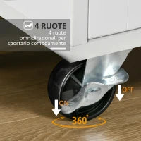 Carrello da Cucina Multiuso in Legno con 2 Cassetti, 104x46x91cm - Bianco