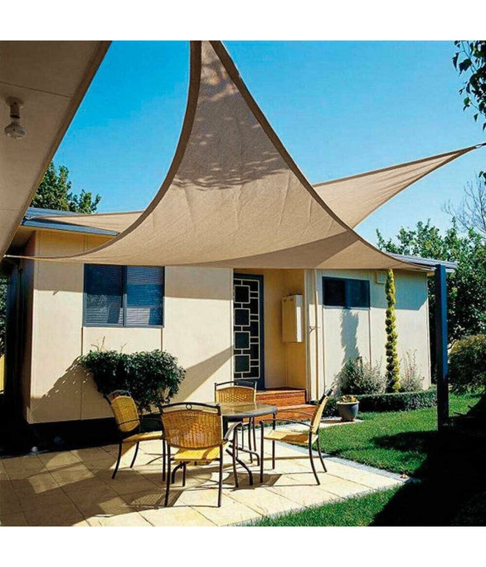 Vela Telo Parasole 3,6 X 3,6 Mt Tenda Triangolare Ombreggiante Giardino Tessuto  Bianco       