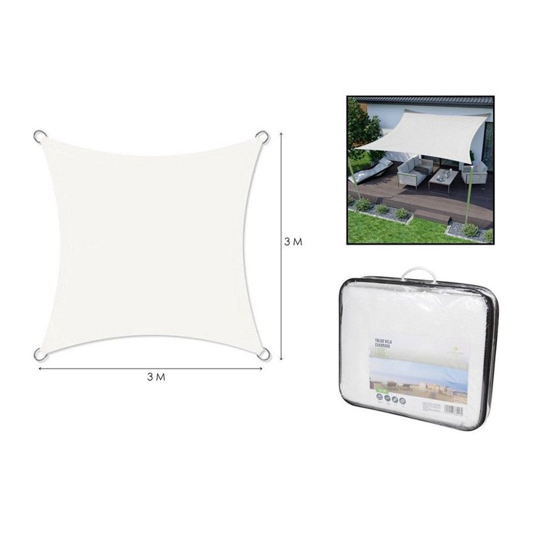Trade Shop - Vela Tenda Quadrata Parasole Protezione Sole Ombreggiatura Giardino 3x3mt Bianca 017035 -
