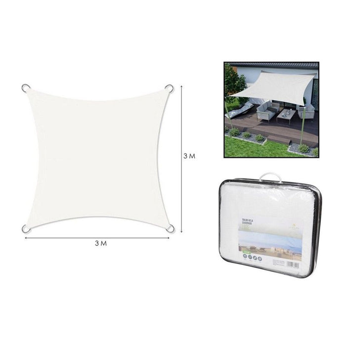 Trade Shop - Vela Tenda Quadrata Parasole Protezione Sole Ombreggiatura Giardino 3x3mt Bianca 017035 -