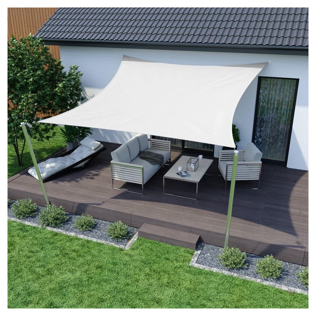 Trade Shop - Vela Tenda Quadrata Parasole Protezione Sole Ombreggiatura Giardino 3x3mt Bianca 017035 -