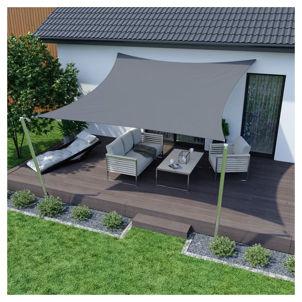 Trade Shop - Vela Tenda Quadrata Parasole Protezione Sole Ombreggiatura Giardino 3x3mt Grigio 222584 -